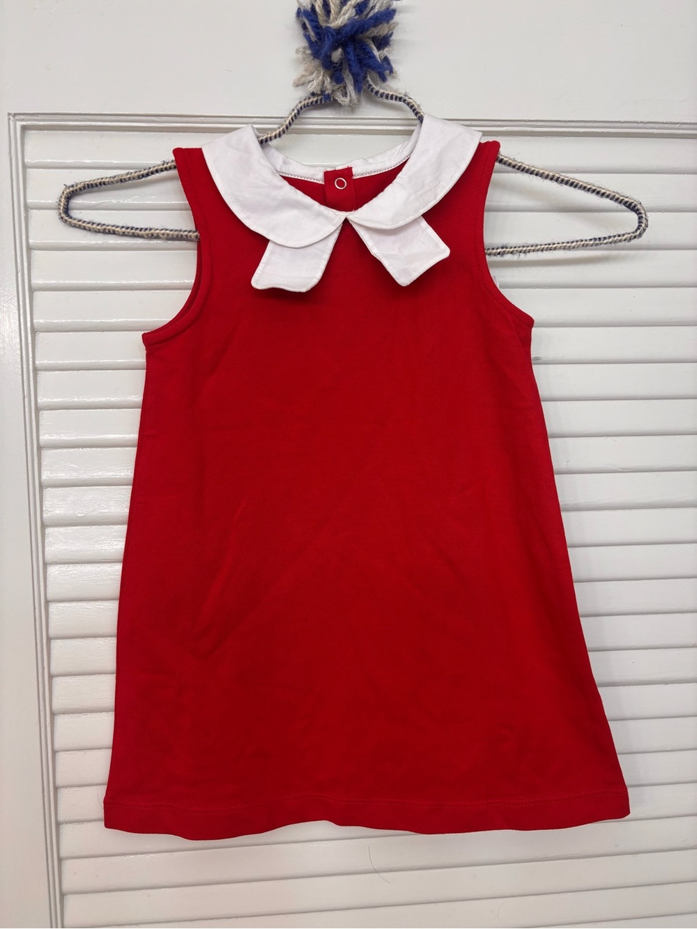 Jacadi Red Sleeveless Dress with White Peter Pan Collar 36m 96cm